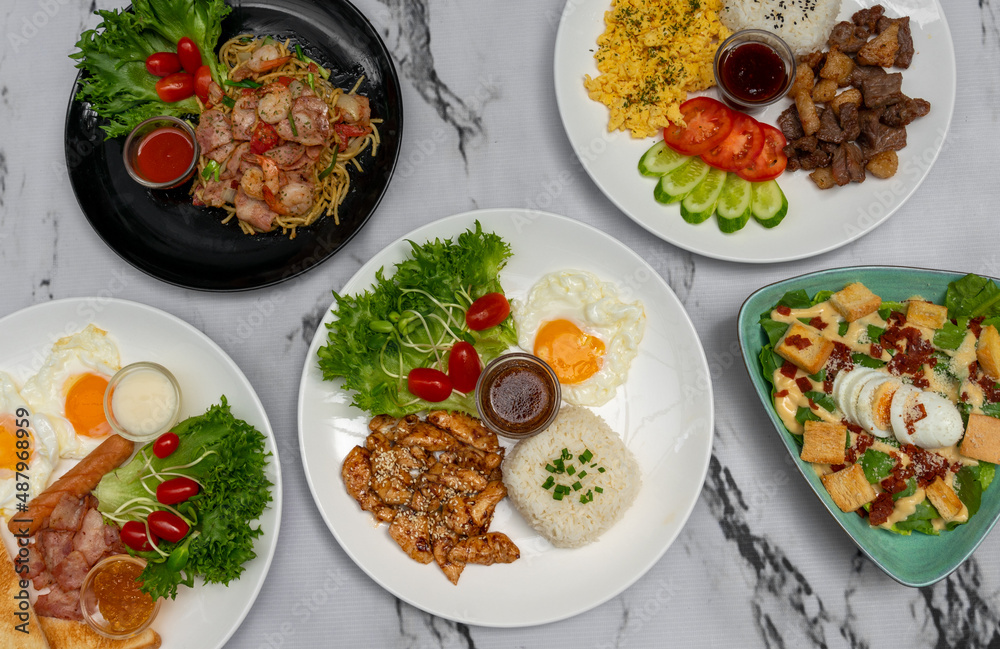 American Breakfast, Caesar Salads, and Mixed Dishes American Breakfast, Caesar Salads, and Mixed Dishes