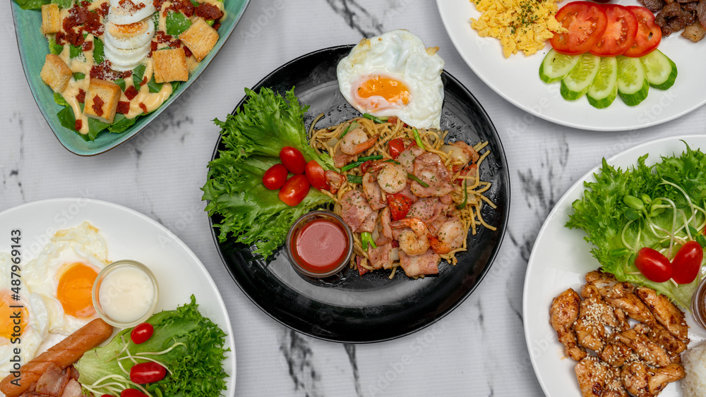 American Breakfast, Caesar Salads, and Mixed Dishes American Breakfast, Caesar Salads, and Mixed Dishes