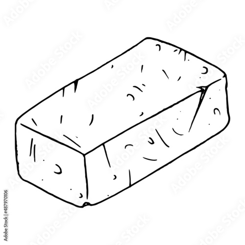 Brick icon. Vector illustration of  brick building. Hand drawn single brick.