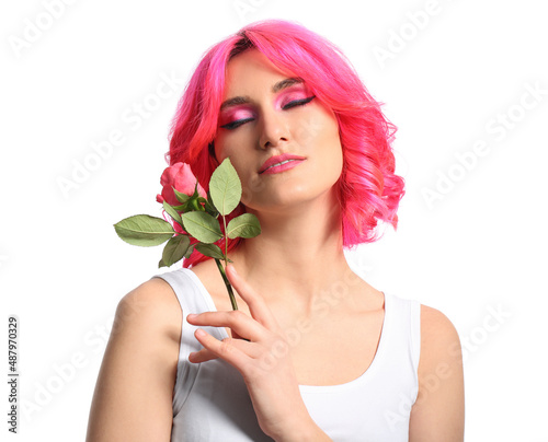 Stylish woman with bright h...