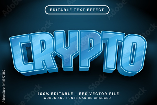Editable text effect - crypto blue color 3d style concept