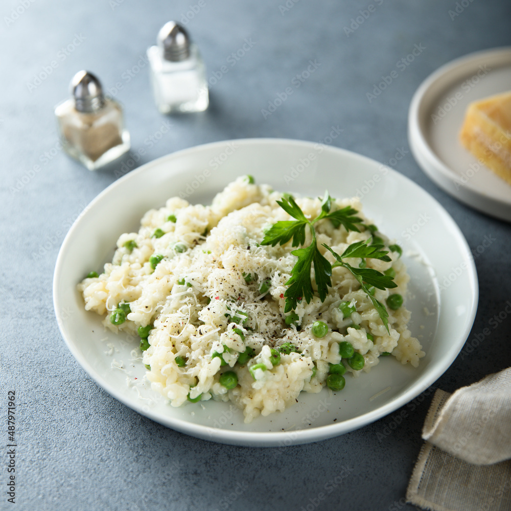 Traditional Italian risotto with green pea Traditional Italian risotto with green pea