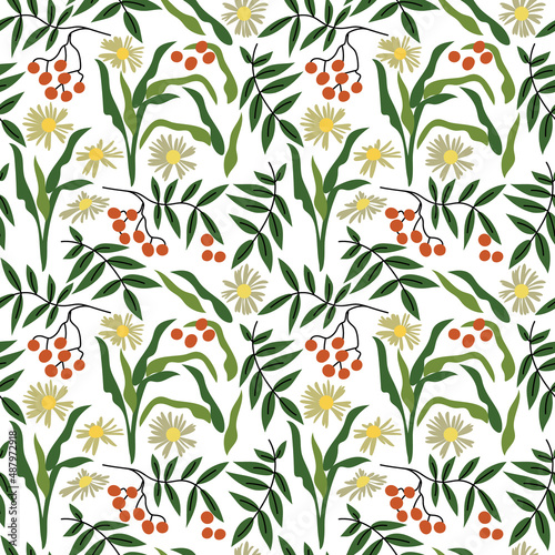 Seamless vector floral plant pattern for various design