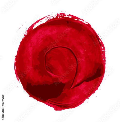 Trazo de pincel aislado sobre fondo blanco. Trazo abstracto fluido con pintura acrílica. Trazo de pincel acuarela colorido. Textura de pincel y pintura dibujada a mano. Colores rojos y rosados