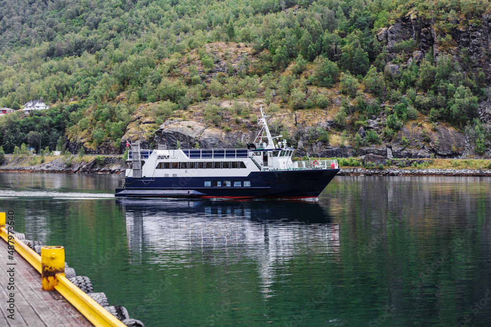 small passenger ships in fjord, Norway small passenger ships in fjord, Norway
