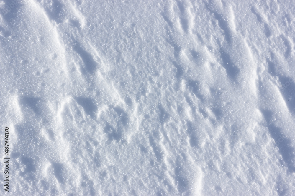 Texture snow ice, uneven coverage with wind indentations