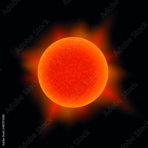 Red dwarf star, vector illustration of space