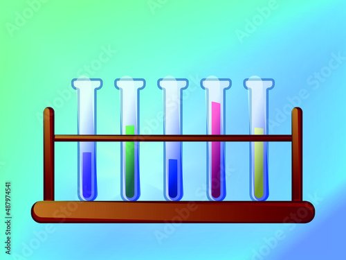 Test tubes in a stand, vector illustration of chemistry