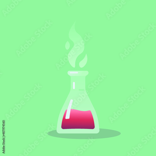 Flask with liquid, vector illustration of chemistry