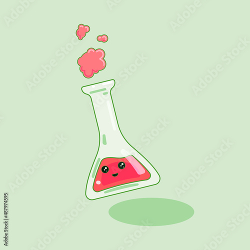 Flask with liquid, vector illustration of chemistry