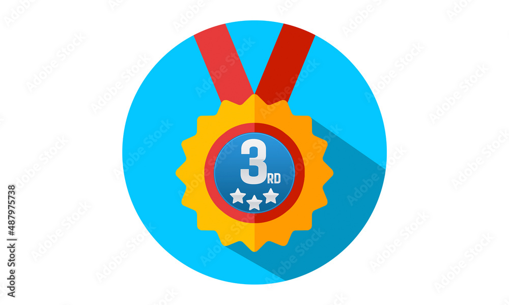 illustration of a badge with a ribbon,3rd position illustration of a badge with a ribbon,3rd position