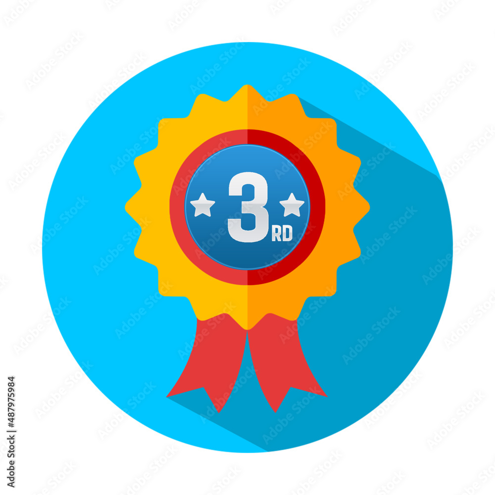 illustration of a badge with a ribbon, 3rd position illustration of a badge with a ribbon, 3rd position
