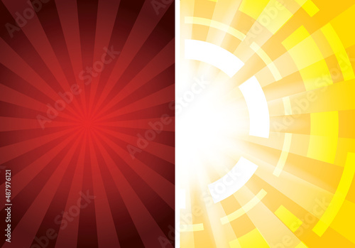 vector backgrounds with light rays - a4 yellow and red banner