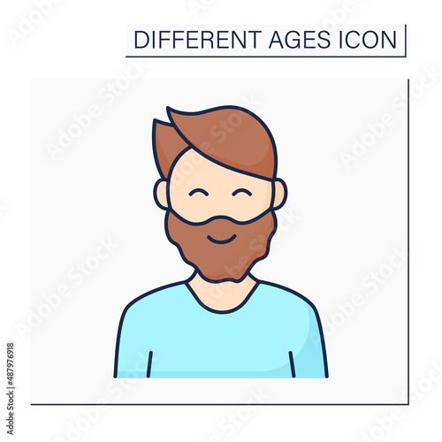 Middle adulthood color icon. Mature period. Strong man. Life cycle. Different ages concept. Isolated vector illustration