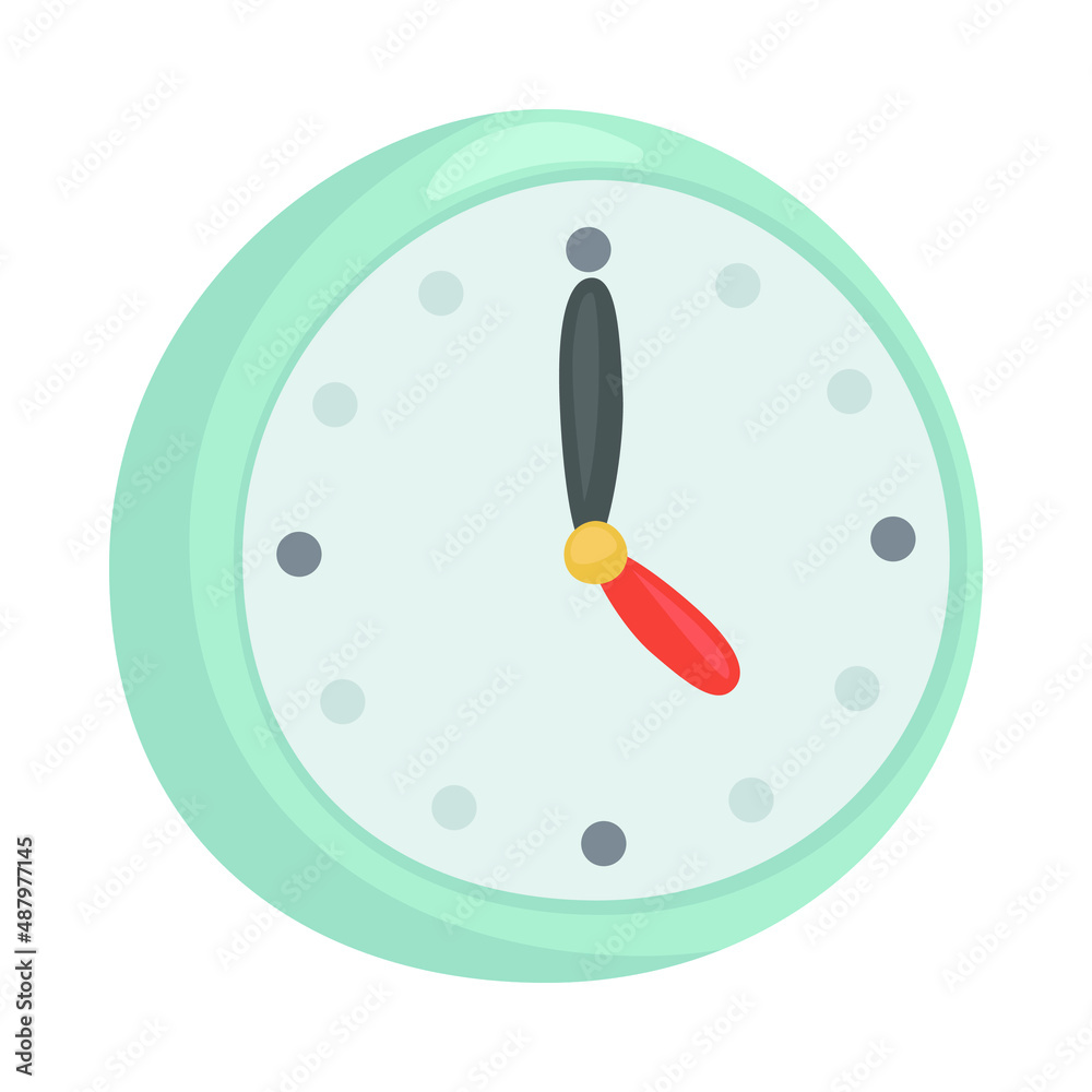 Clock Wall Sign Emoji Icon Illustration. Timer Circle Analog Vector