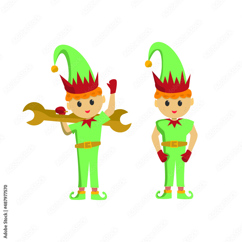 Male green elf on flat design Male green elf on flat design