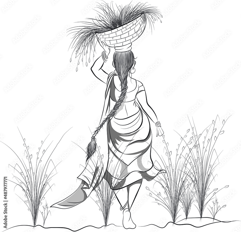 Indian Farmer Sketch