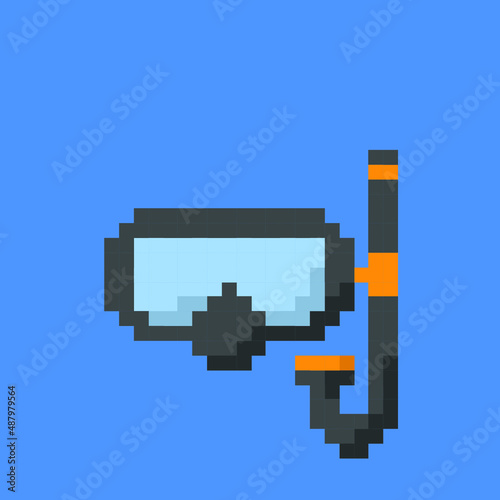 Illustration of snorkel in pixel art style. Vector illustration