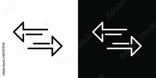 Transfer arrows icon. Data transfer vector icon. Arrow exchange icon. Arrow left and right symbol. Vector illustration on white and black background photo