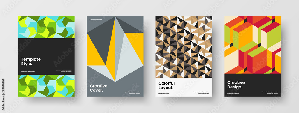 Original cover A4 design vector illustration collection. Abstract geometric pattern pamphlet layout set. Original cover A4 design vector illustration collection. Abstract geometric pattern pamphlet layout set.