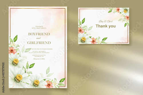 Elegant floral template wedding card