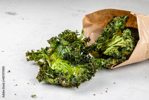 Super food kale chips baked in the oven.