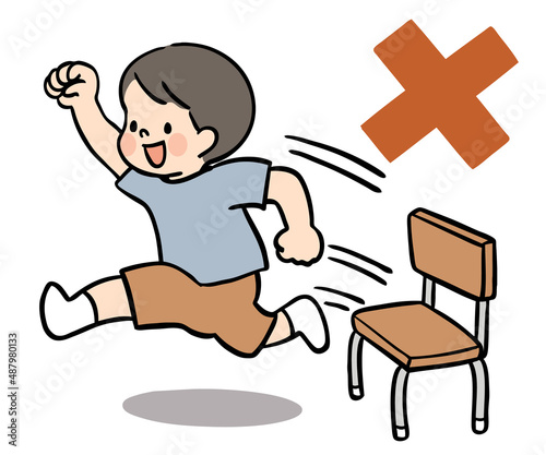 離席して走り回ることを禁止するベクターイラスト