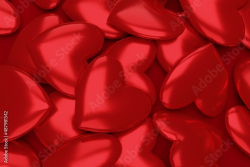 3d render background with red hearts