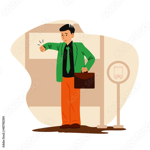 Illustration graphic of Late For Work. Perfect for banner, social media, etc.