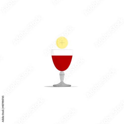 Communion icon in different colors. Wine and bread symbol of Christianity. 