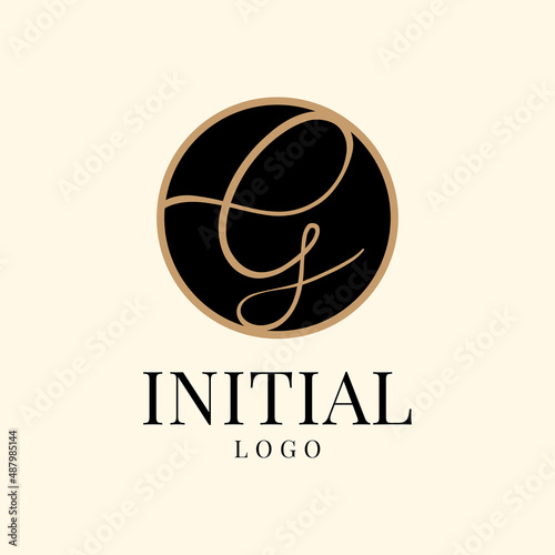 decorative letter G inside the luxury color circle initial vector logo design
