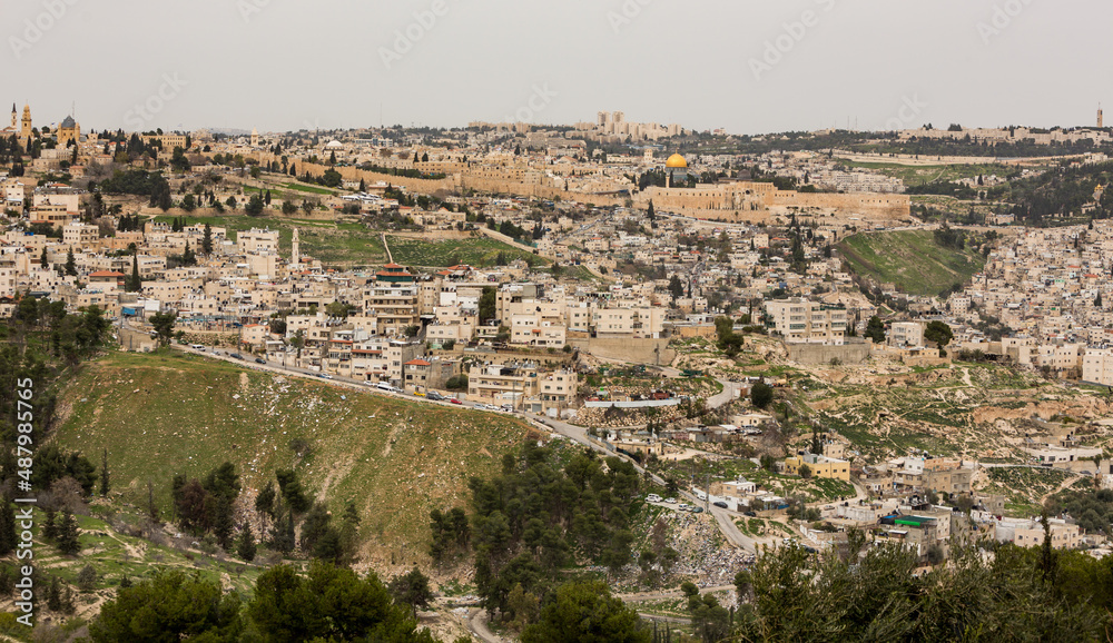 View on the old city of Jerusalem in Israel