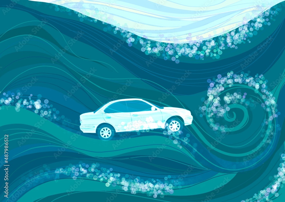 car on the water