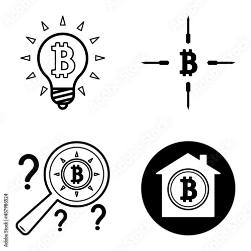Bitcoins1-2 Flat Icon Set Isolated On White Background
