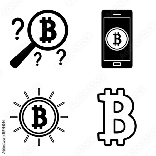 Bitcoins1-2 Flat Icon Set Isolated On White Background