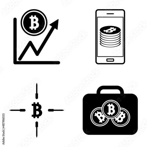 Bitcoins1-2 Flat Icon Set Isolated On White Background