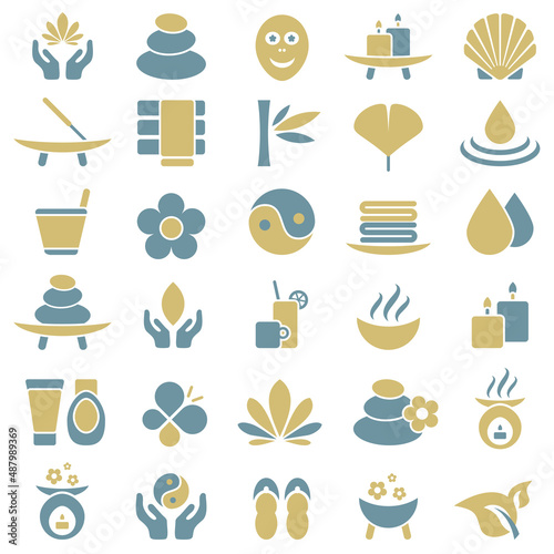 30 Wellness Icons Petrol Senfgelb