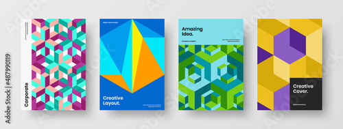 Free Download Premium geometric shapes placard illustration set. Creative corporate brochure A4 design vector template composition. - GFXLoad
