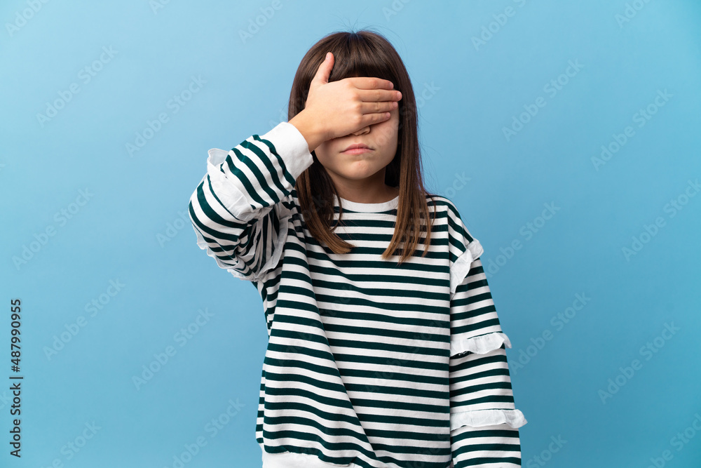 Little girl over isolated background covering eyes by hands. Do not want to see something Little girl over isolated background covering eyes by hands. Do not want to see something