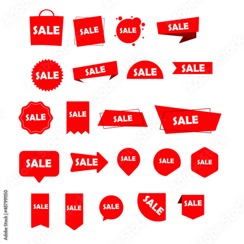 Sale discount labels in department stores. Vector illustration