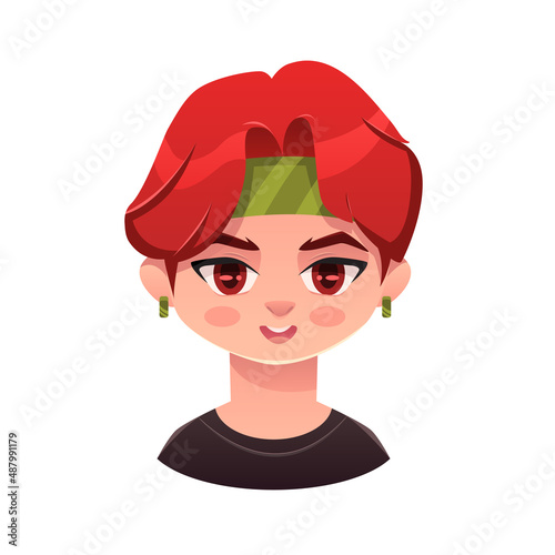 Fototapeta K-pop teen boy with red hair