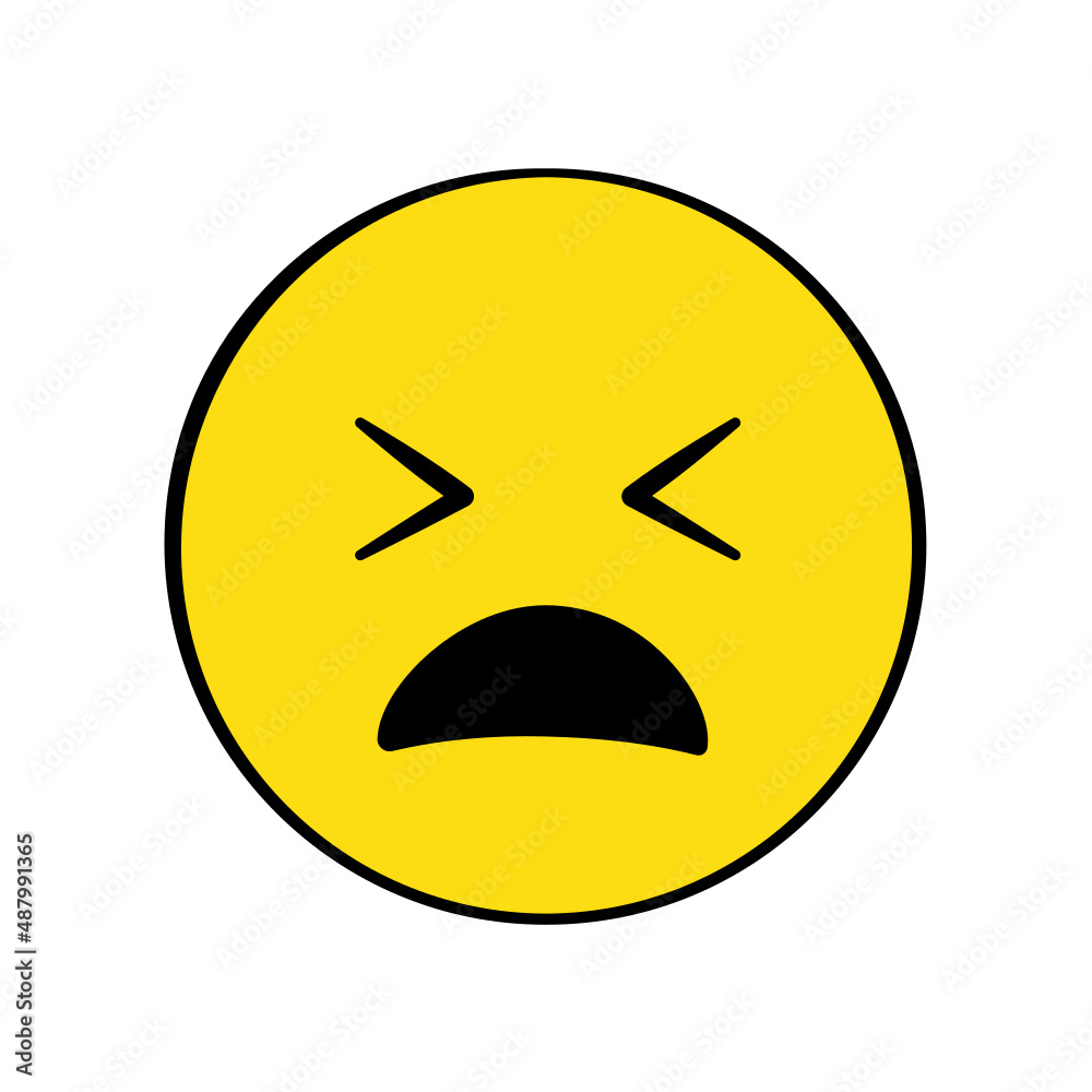 Frowning face emoji with open mouth. Isolated. Vector. Cartoon Frowning face emoji with open mouth. Isolated. Vector. Cartoon