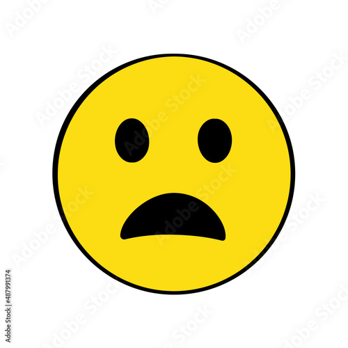 Frowning face emoji with open mouth. Isolated. Vector. Cartoon