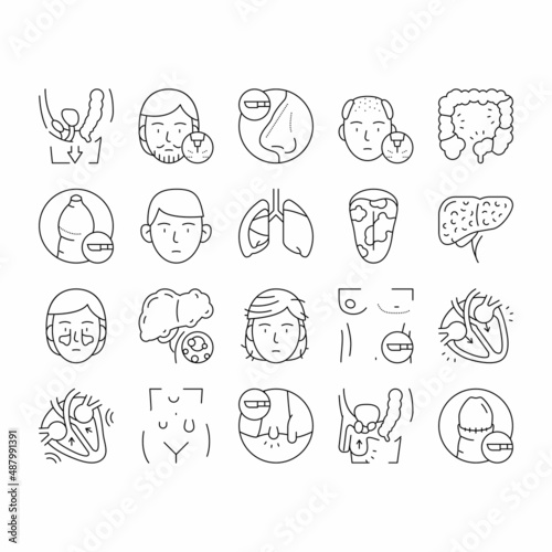 Disease Human Organ Collection Icons Set Vector .