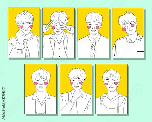 South Korea musician band vector art Korean boys handsome