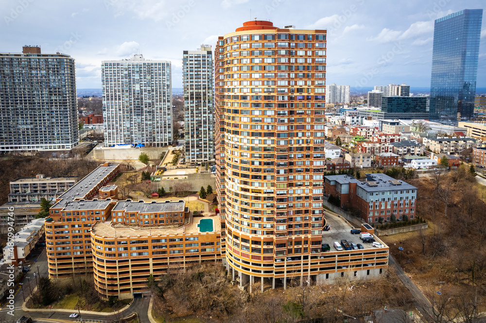 Fototapeta premium Aerial Drone of Fort Lee New Jersey