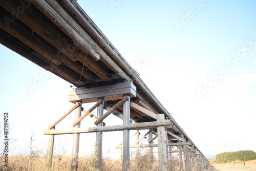 京都観光流れ橋木製橋 © BJ