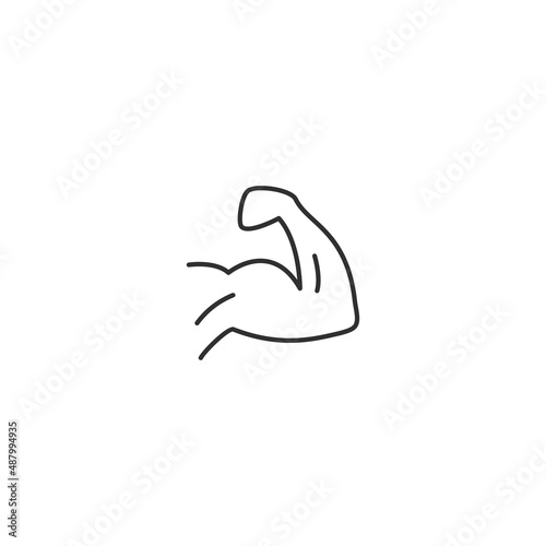 Strength muscle strong bicep line icon. Fitness gem muscular macho