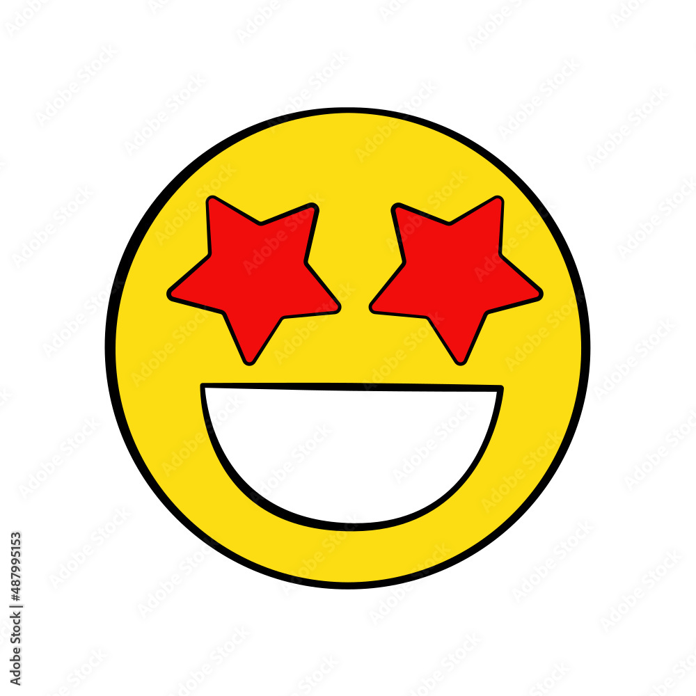Smiling face emoji with starseyes. Isolated. Vector. Cartoon Stock Vector Adobe Stock