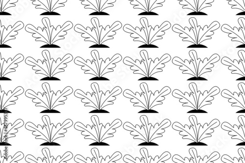 Garden bed with vegetables. Vector seamless repeating background. Editable illustration.